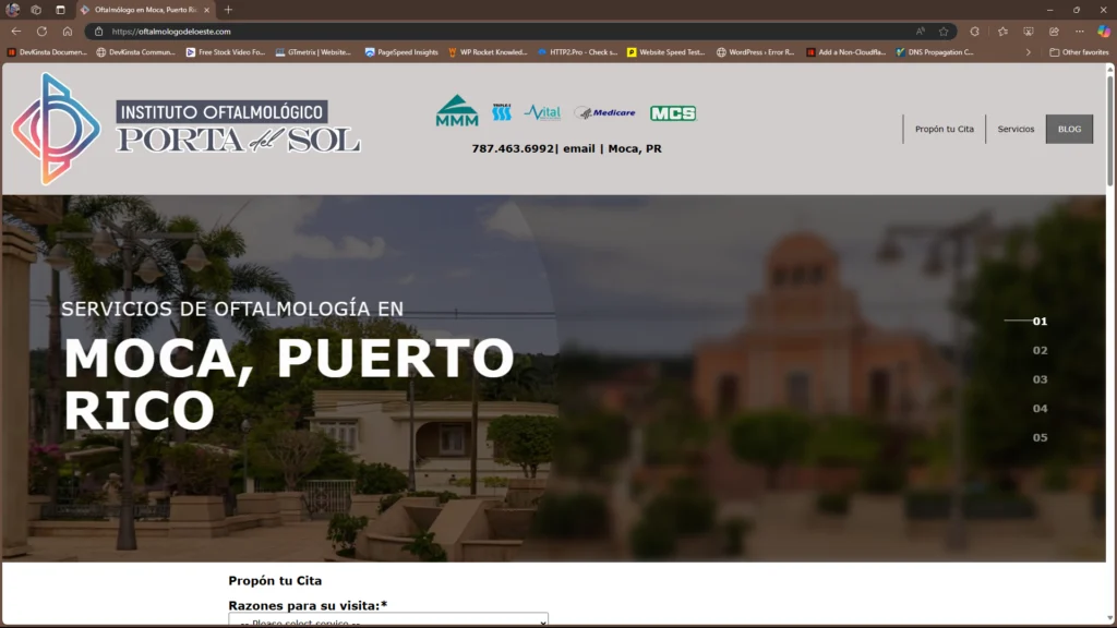 Website of an ophthalmologist located in Moca, Puerto Rico.